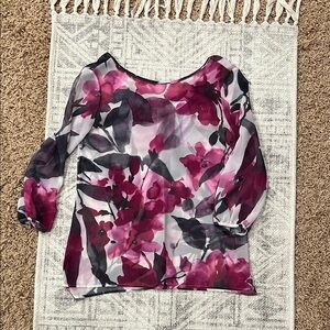 New York and Company Pink Blouse with 3/4 Sleeves